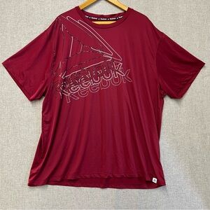 3x Men's‎ Maroon Red Black REEBOK Active Poly/spandex T-Shirt LOGO Top